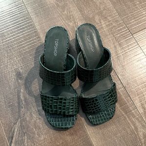 TOPSHOP Faux Snake Sandal Slippers, Size 5